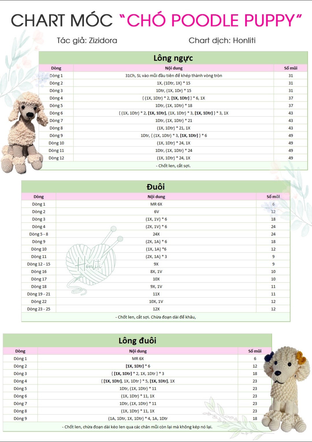 Móc len chú chó xù đáng yêu để trang trí góc làm việc