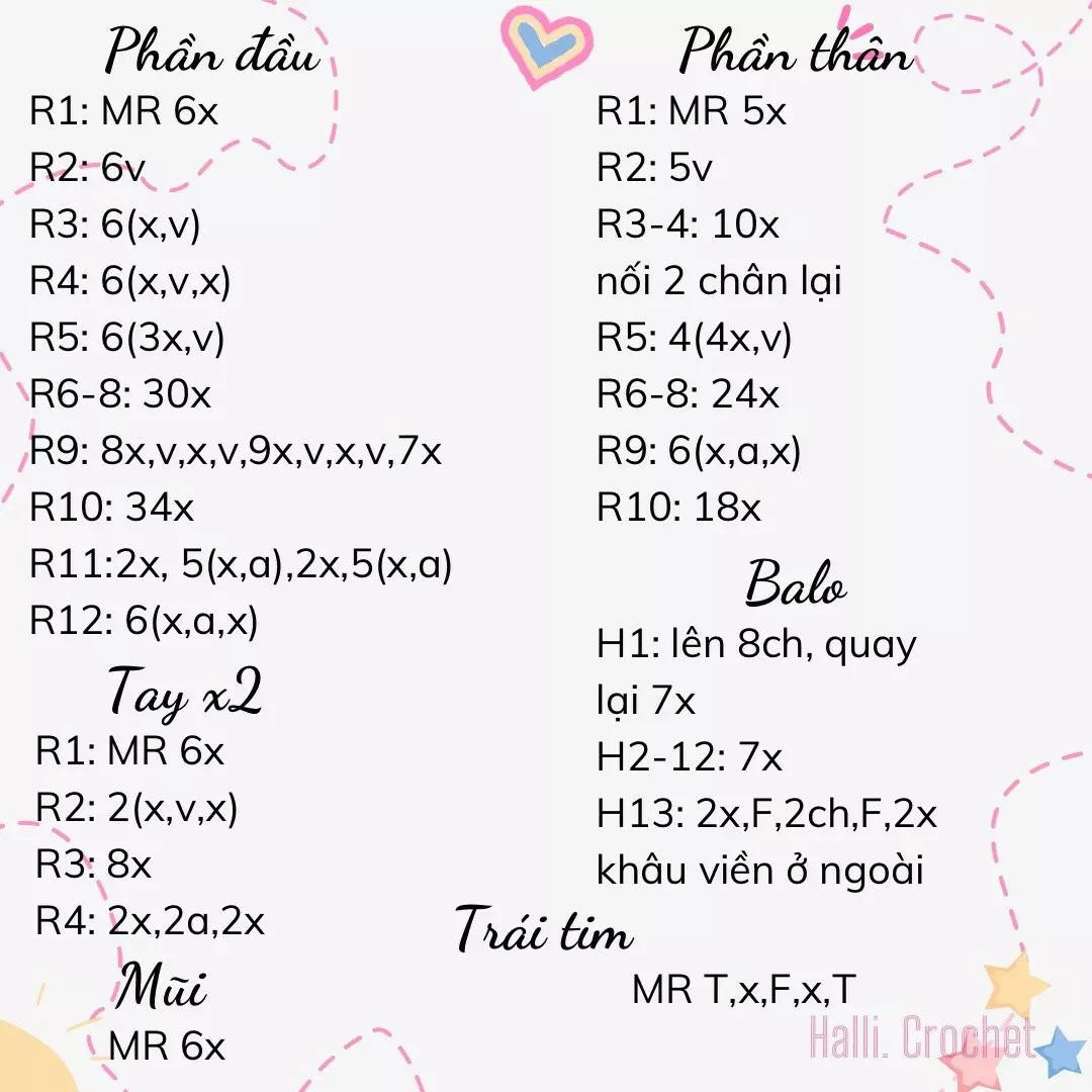 Móc len gấu bông nhỏ xinh dễ thương cho người mới bắt đầu