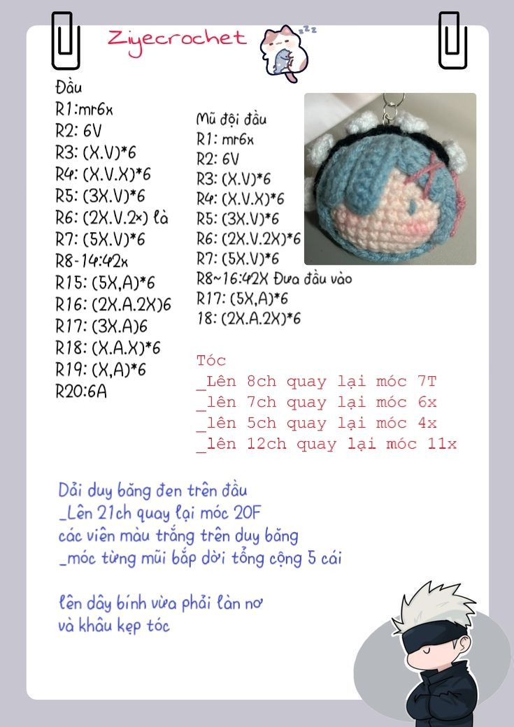 Móc len hình nhân vật dễ thương làm móc khóa sáng tạo