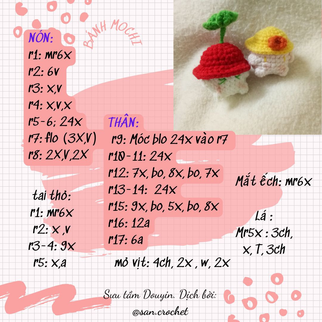 Móc len thú bông dễ thương hình cây và nấm