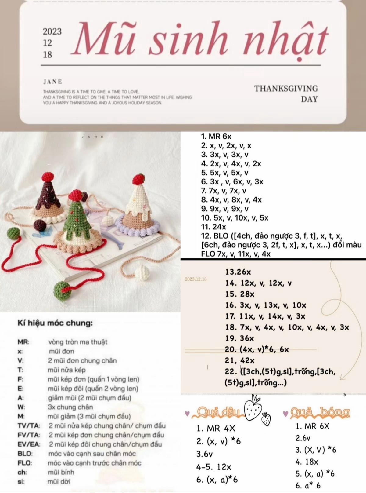 Mũ len móc tay hình ngôi sao cho tiệc sinh nhật