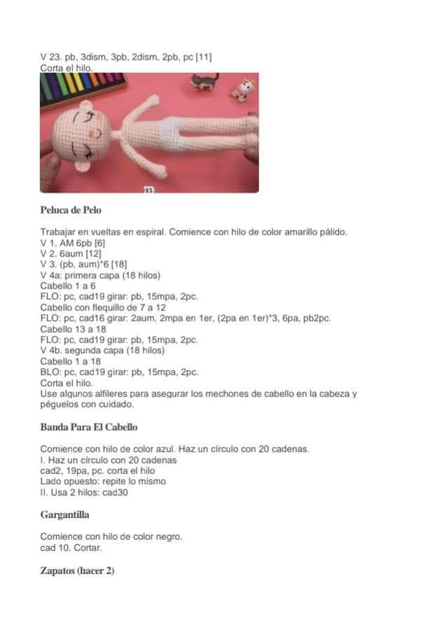 Muñeca de ganchillo con vestido azul - Patrón gratuito