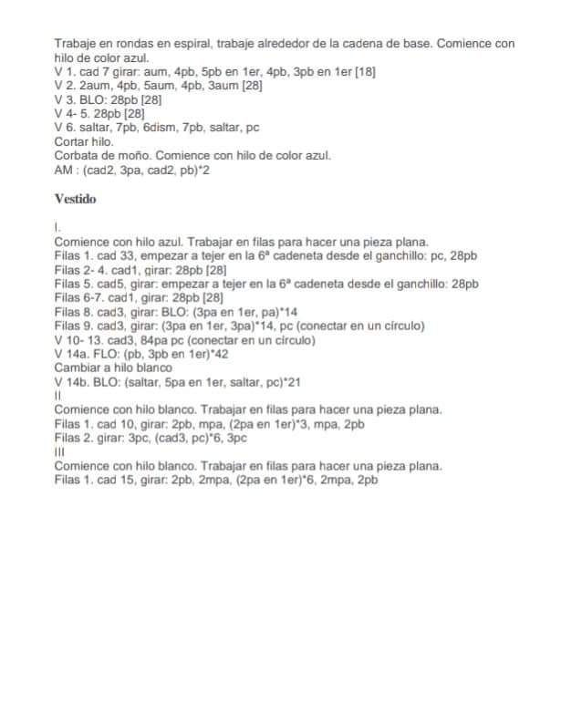 Muñeca de ganchillo con vestido azul - Patrón gratuito