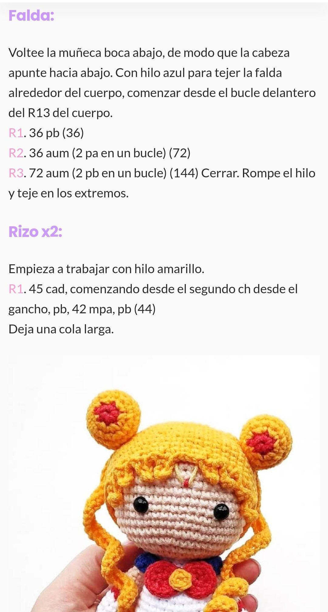 Muñeca de ganchillo inspirada en un personaje de anime