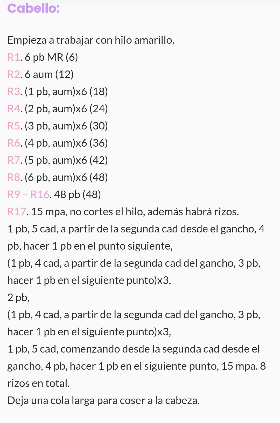 Muñeca de ganchillo inspirada en un personaje de anime