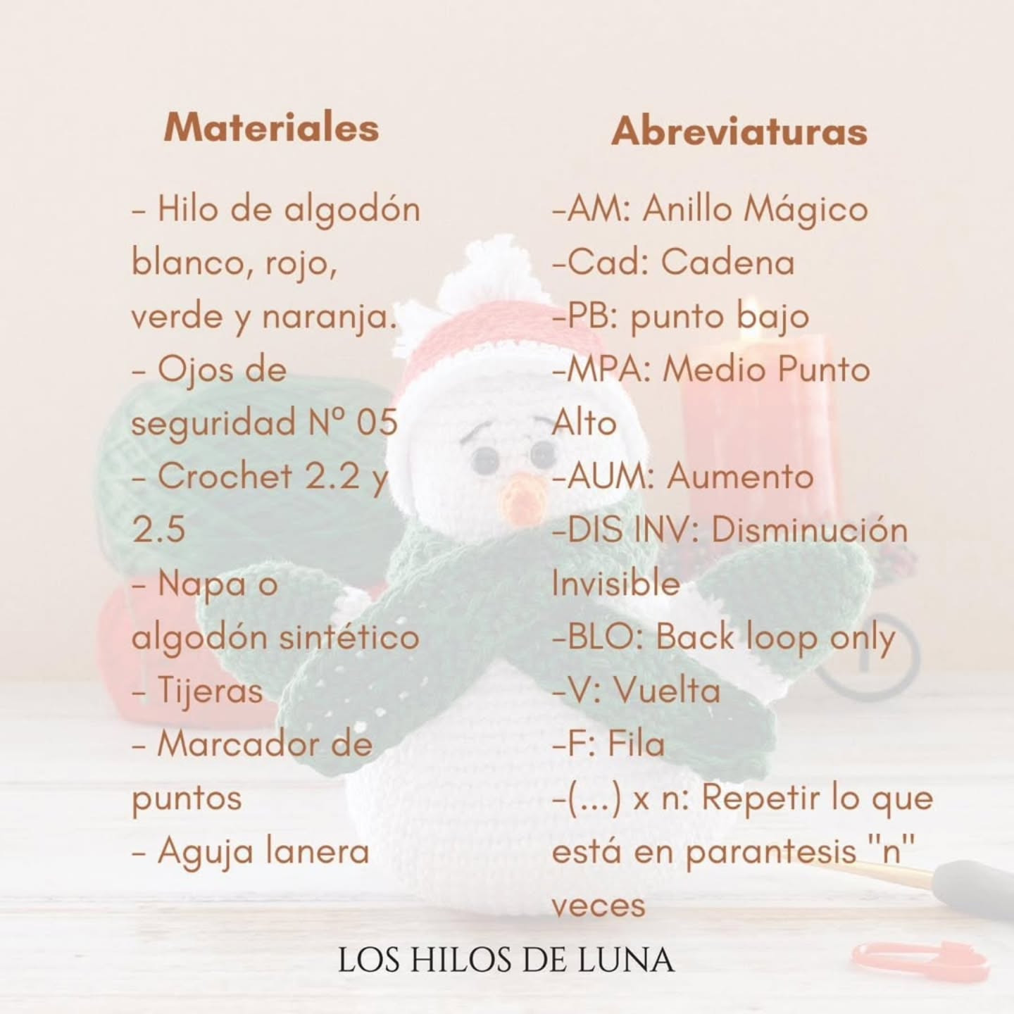 Muñeco de Nieve de Ganchillo con Bufanda y Gorro Navideño