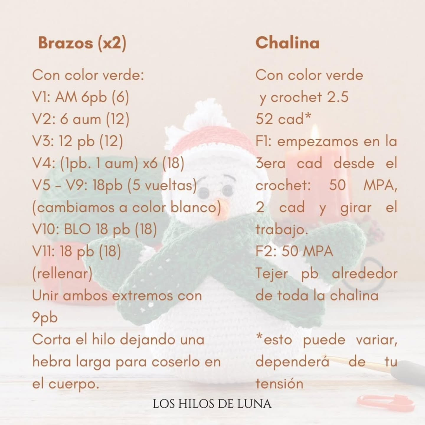 Muñeco de Nieve de Ganchillo con Bufanda y Gorro Navideño