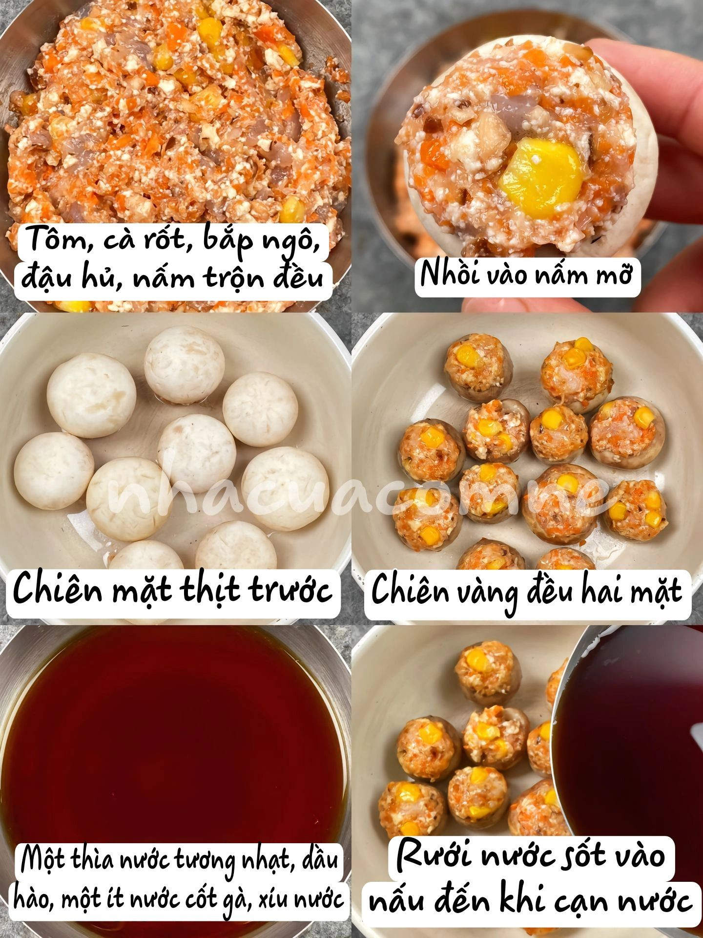 Nấm mỡ nhồi thịt