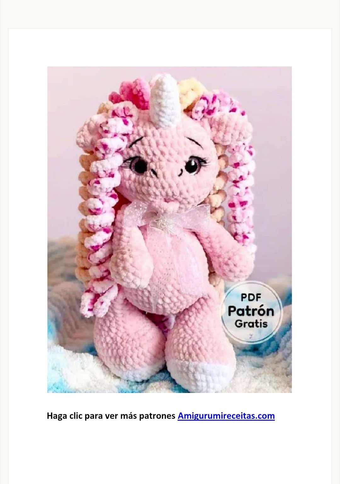 Patrón Amigurumi Unicornio Fácil y Gratis en PDF