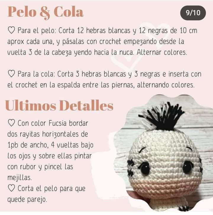 Patrón de amigurumi de cebra adorable para principiantes