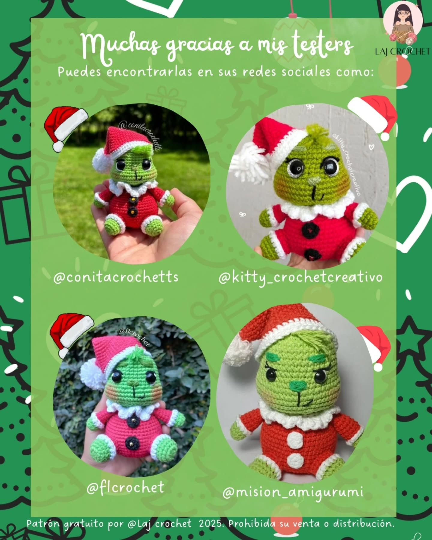 Patrón de amigurumi de Grinch Bebé gratis para Navidad