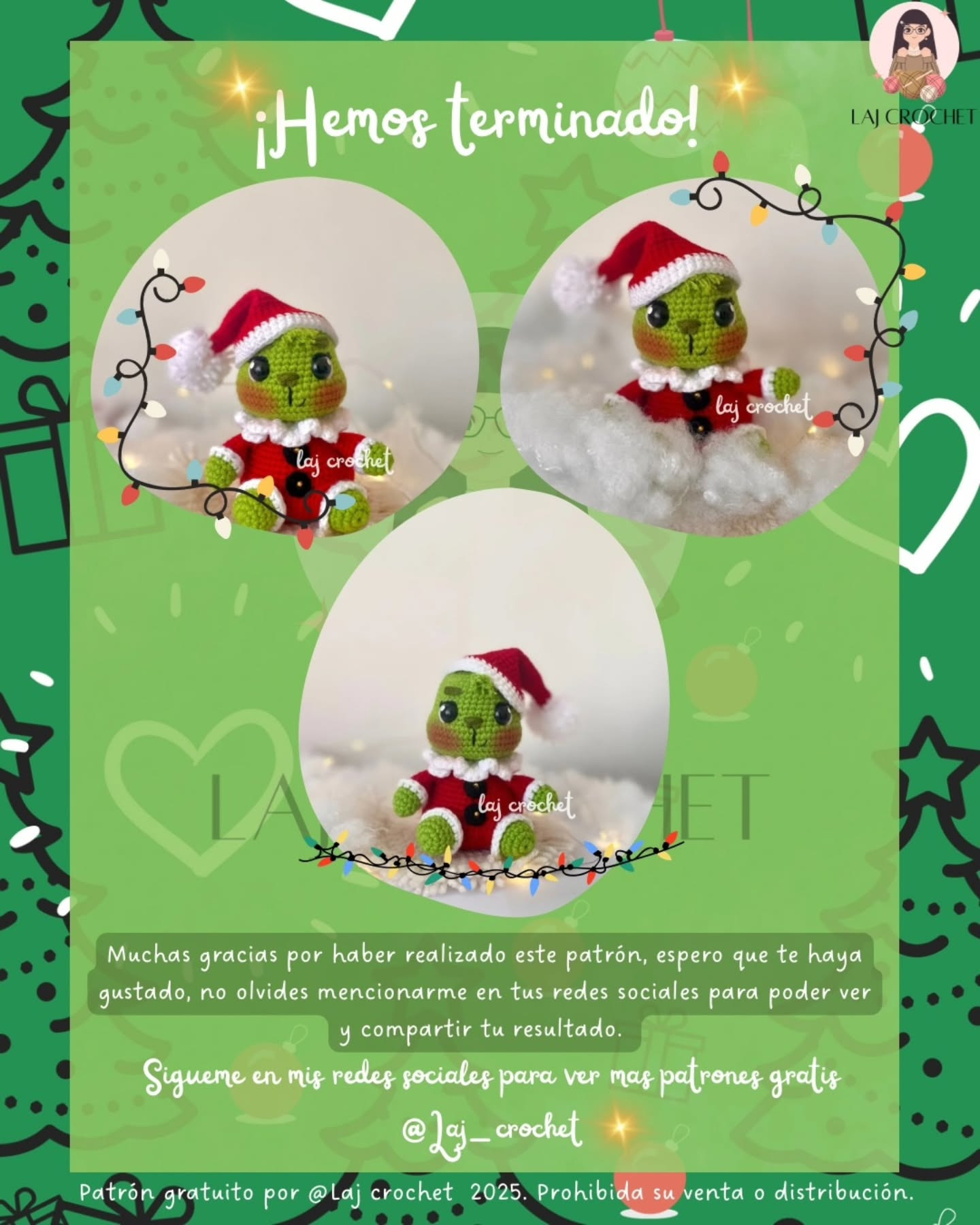 Patrón de amigurumi de Grinch Bebé gratis para Navidad