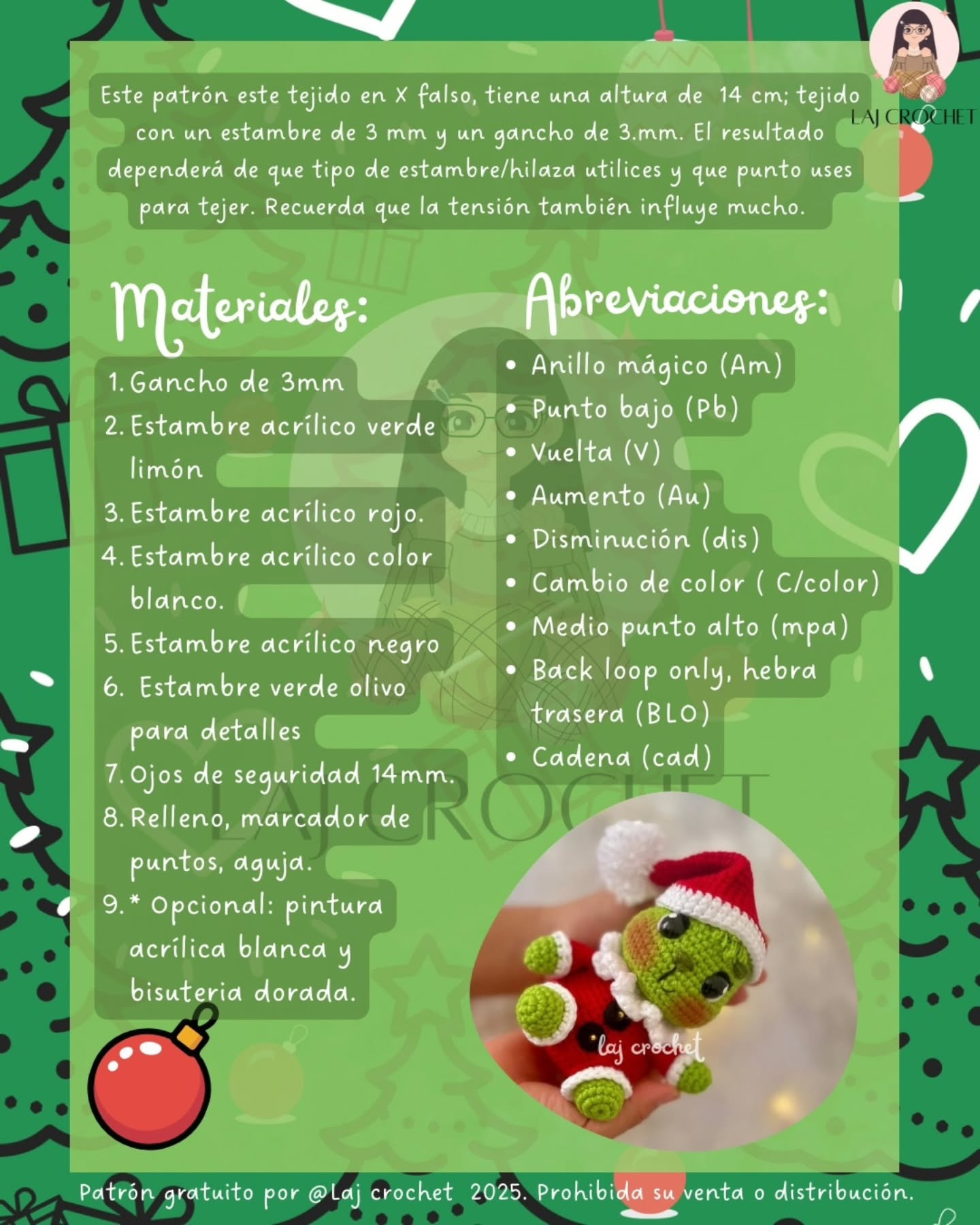 Patrón de amigurumi de Grinch Bebé gratis para Navidad