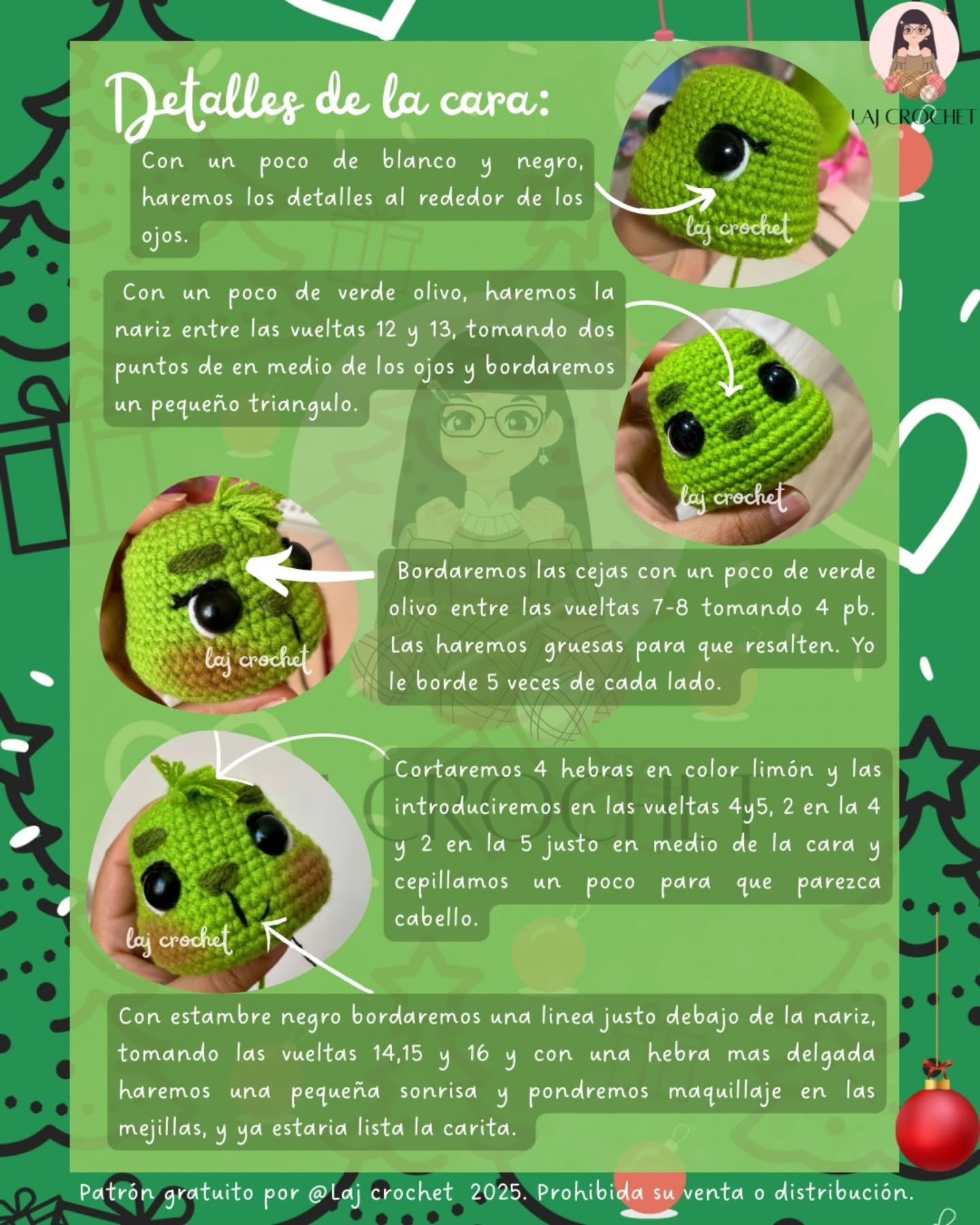 Patrón de amigurumi de Grinch Bebé gratis para Navidad