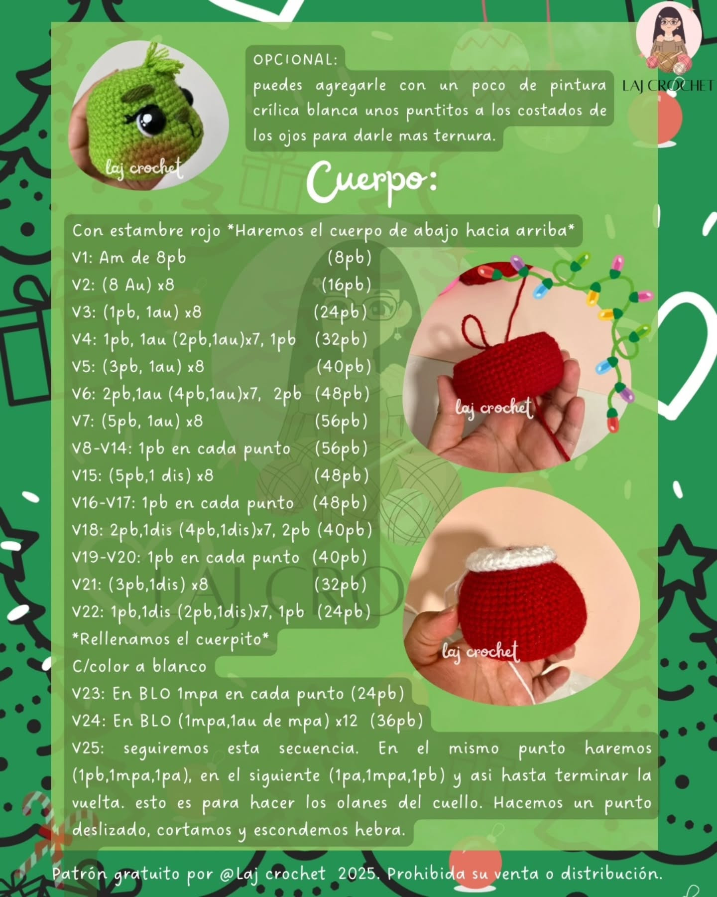 Patrón de amigurumi de Grinch Bebé gratis para Navidad