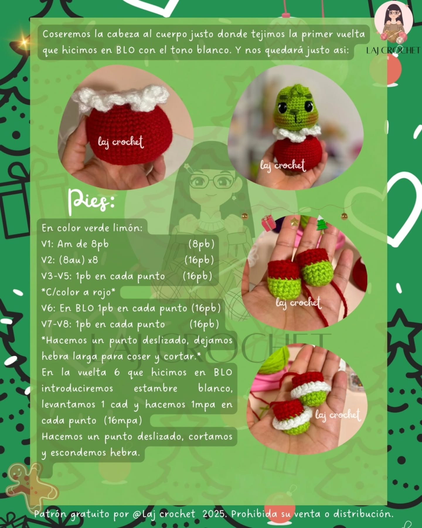 Patrón de amigurumi de Grinch Bebé gratis para Navidad