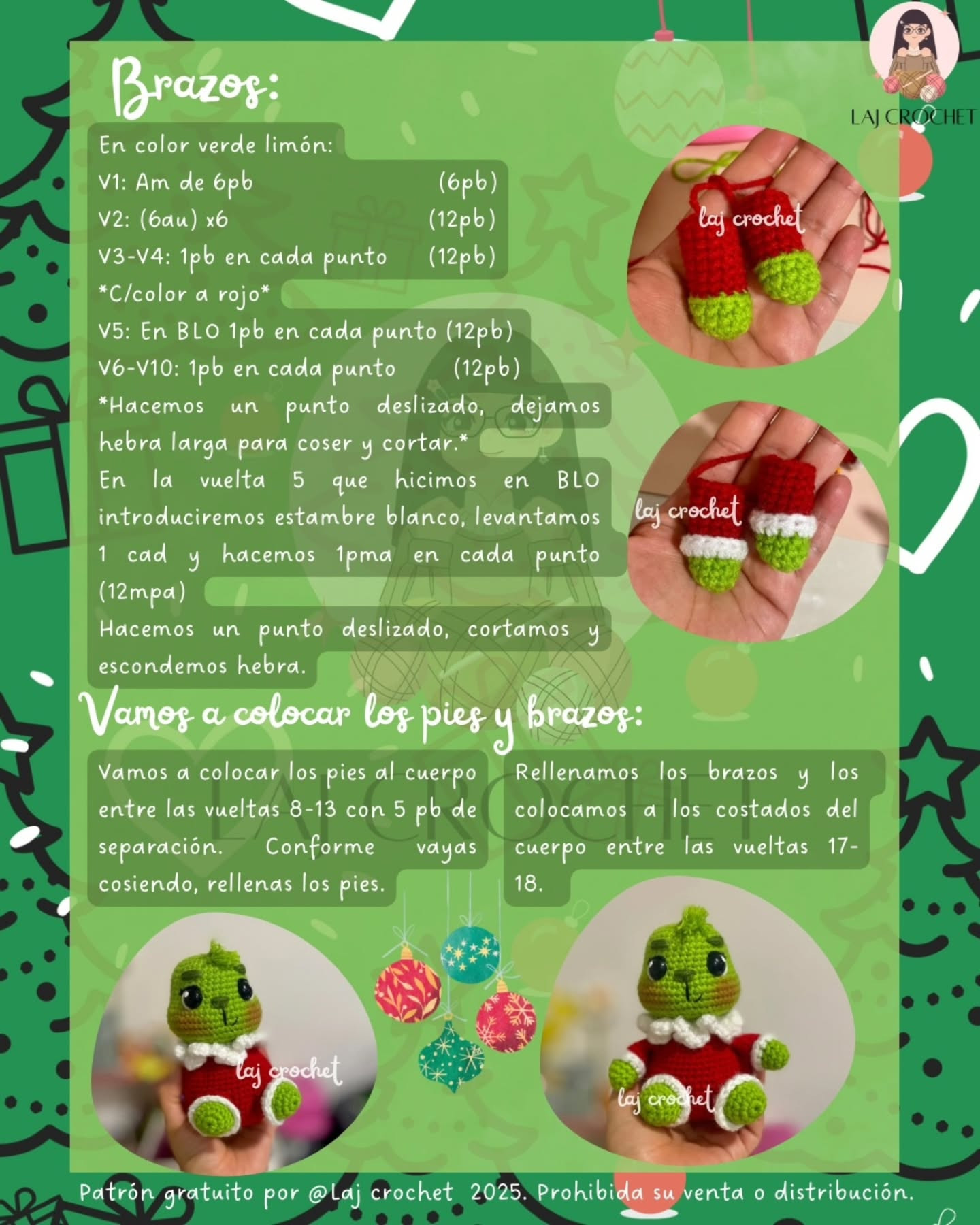 Patrón de amigurumi de Grinch Bebé gratis para Navidad