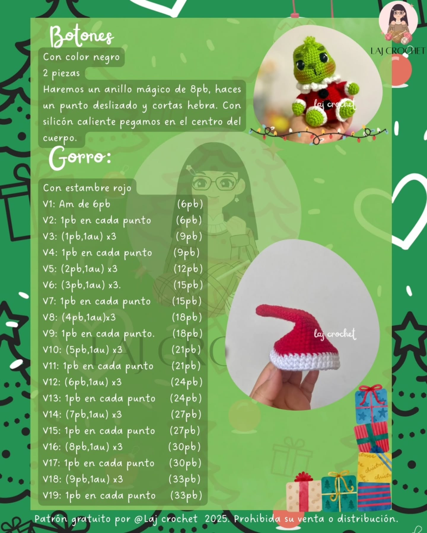 Patrón de amigurumi de Grinch Bebé gratis para Navidad