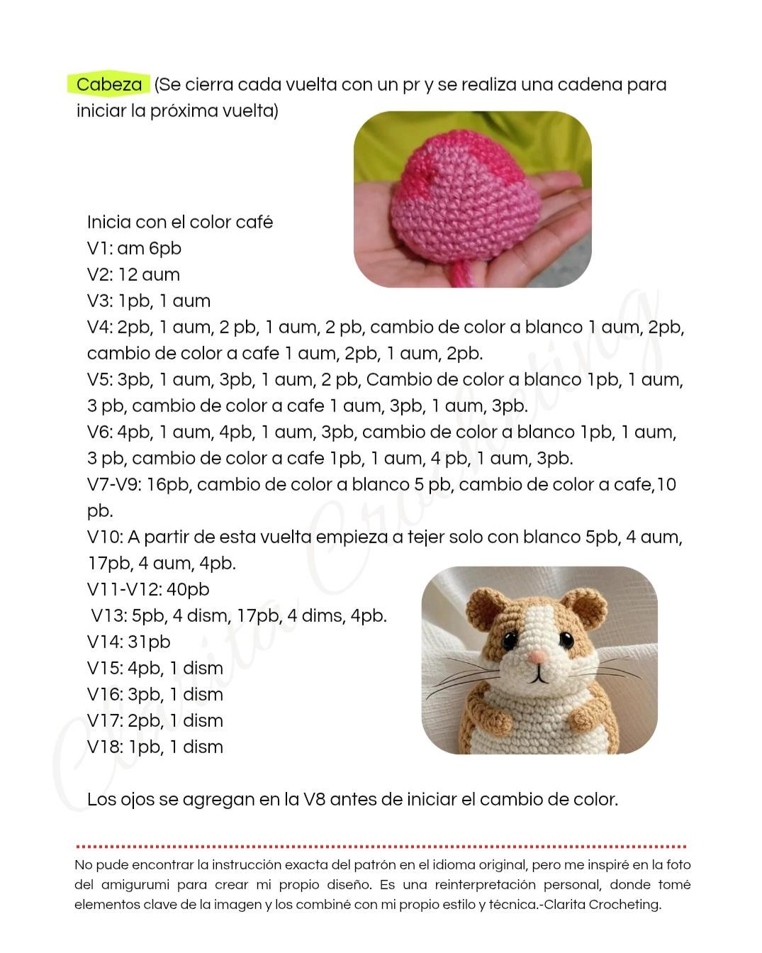Patrón de amigurumi de hámster adorable para principiantes en crochet