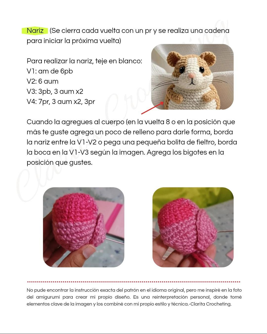 Patrón de amigurumi de hámster adorable para principiantes en crochet