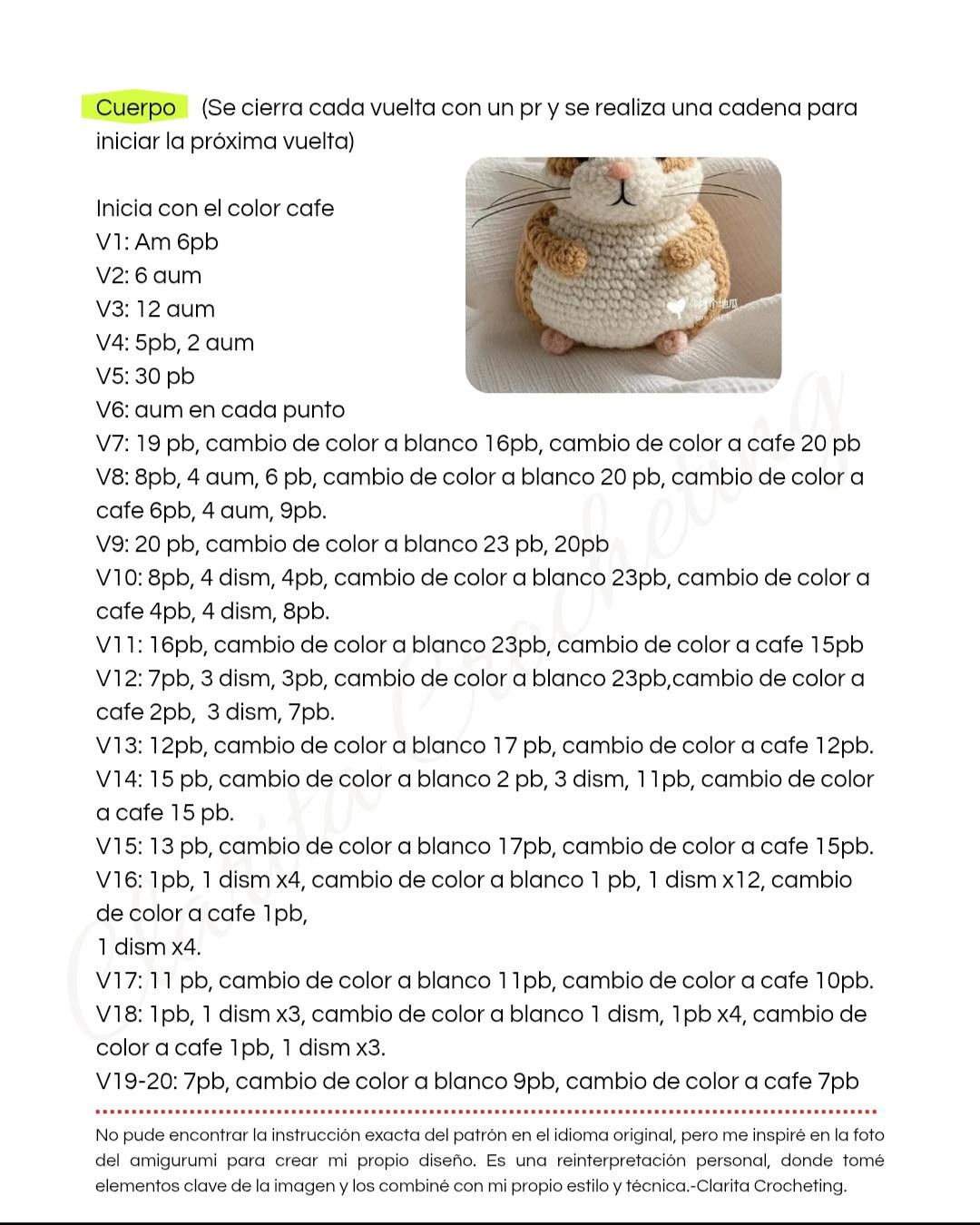 Patrón de amigurumi de hámster adorable para principiantes en crochet