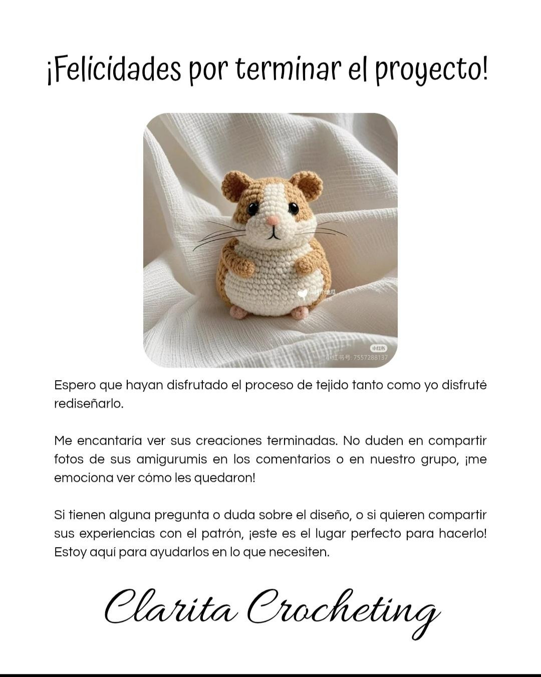 Patrón de amigurumi de hámster adorable para principiantes en crochet
