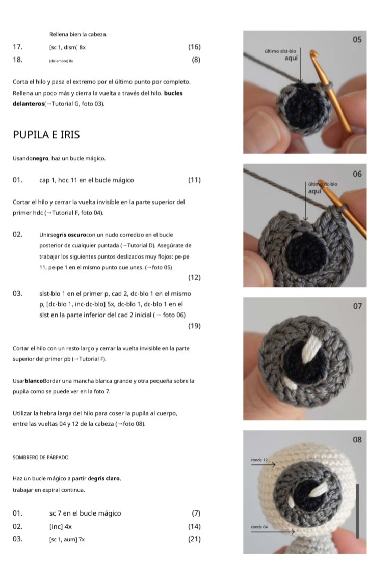 Patrón de amigurumi de ojo para Halloween