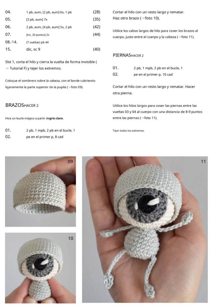 Patrón de amigurumi de ojo para Halloween