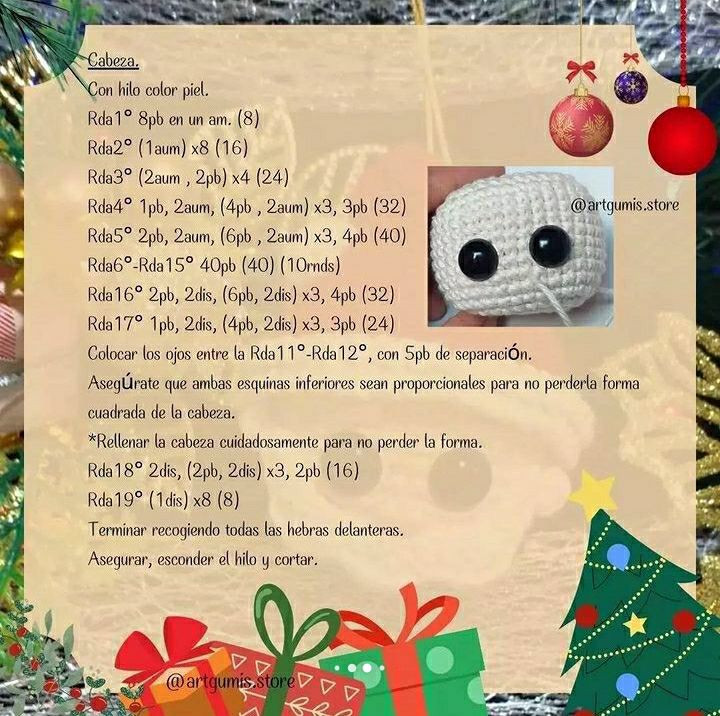 Patrón de bola navideña Santa Claus fácil y gratis