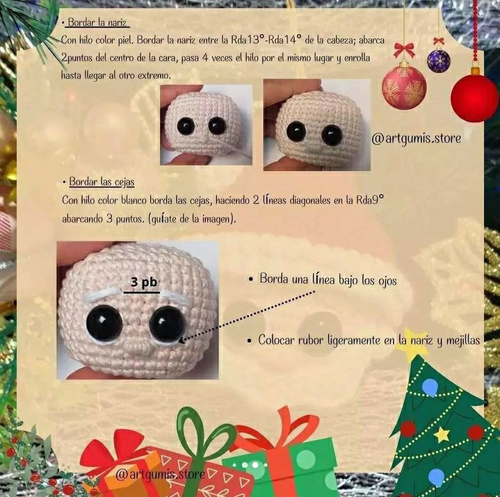 Patrón de bola navideña Santa Claus fácil y gratis