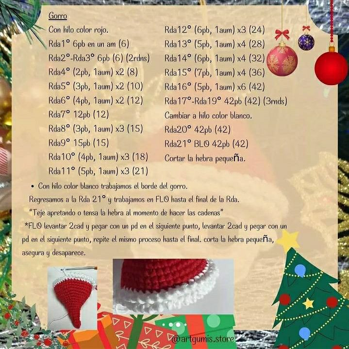 Patrón de bola navideña Santa Claus fácil y gratis