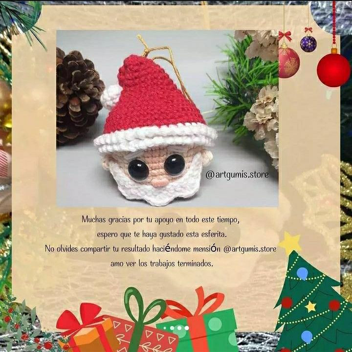 Patrón de bola navideña Santa Claus fácil y gratis