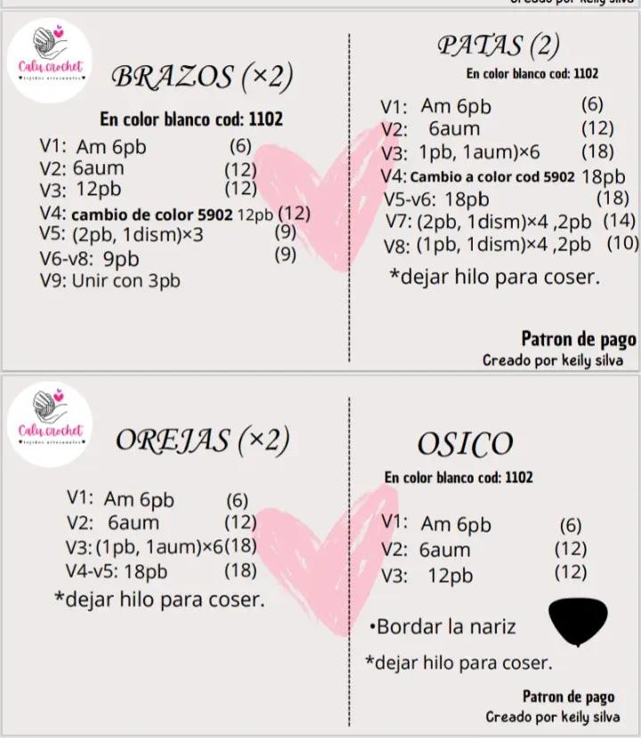 Patrón de crochet: Oso detallista con corazón y flores