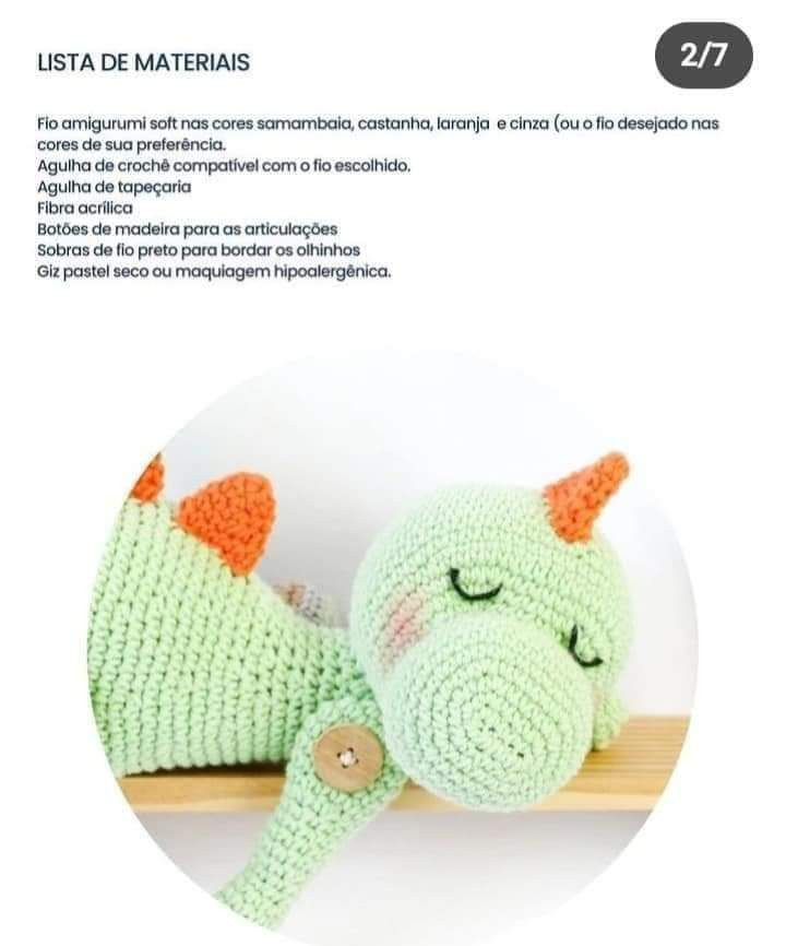 Patrón de dinosaurio amigable para tejer a crochet