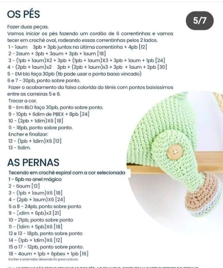 Patrón de dinosaurio amigable para tejer a crochet