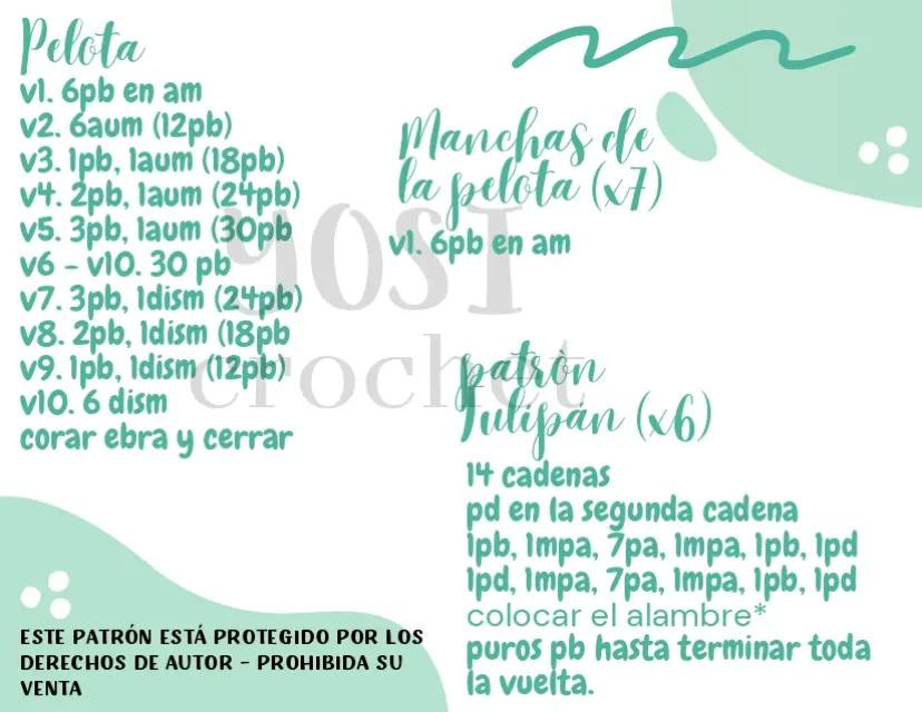 Patrón de maceta con flores y balón de fútbol en crochet