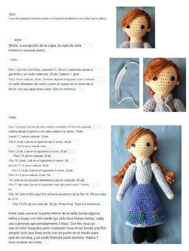 Patrón de muñeca de ganchillo inspirado en Ana de Frozen