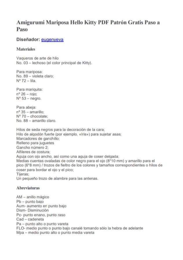 Patrón de muñeco de ganchillo en forma de mariposa