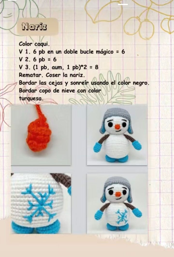 Patrón de Muñeco de Nieve a Crochet Fácil y Gratis