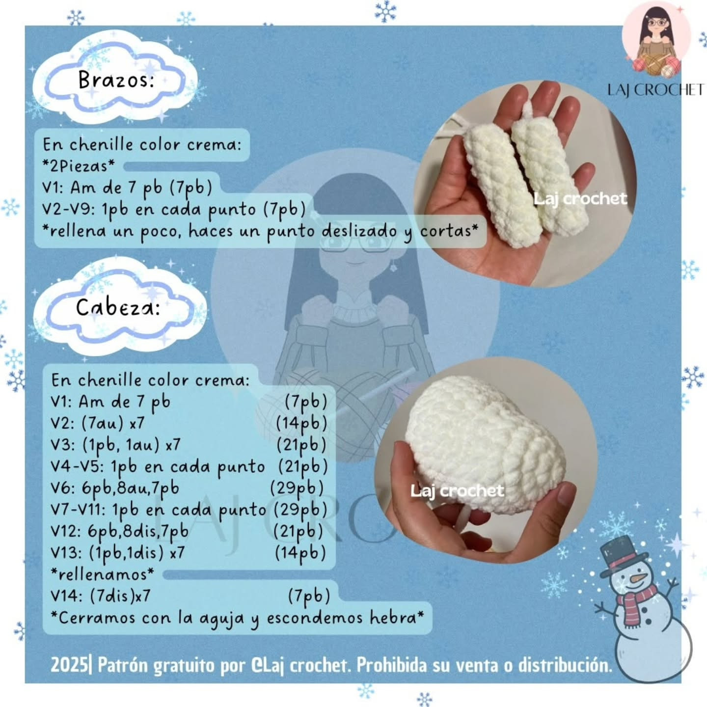 Patrón de muñeco de nieve Snoopy a crochet gratuito
