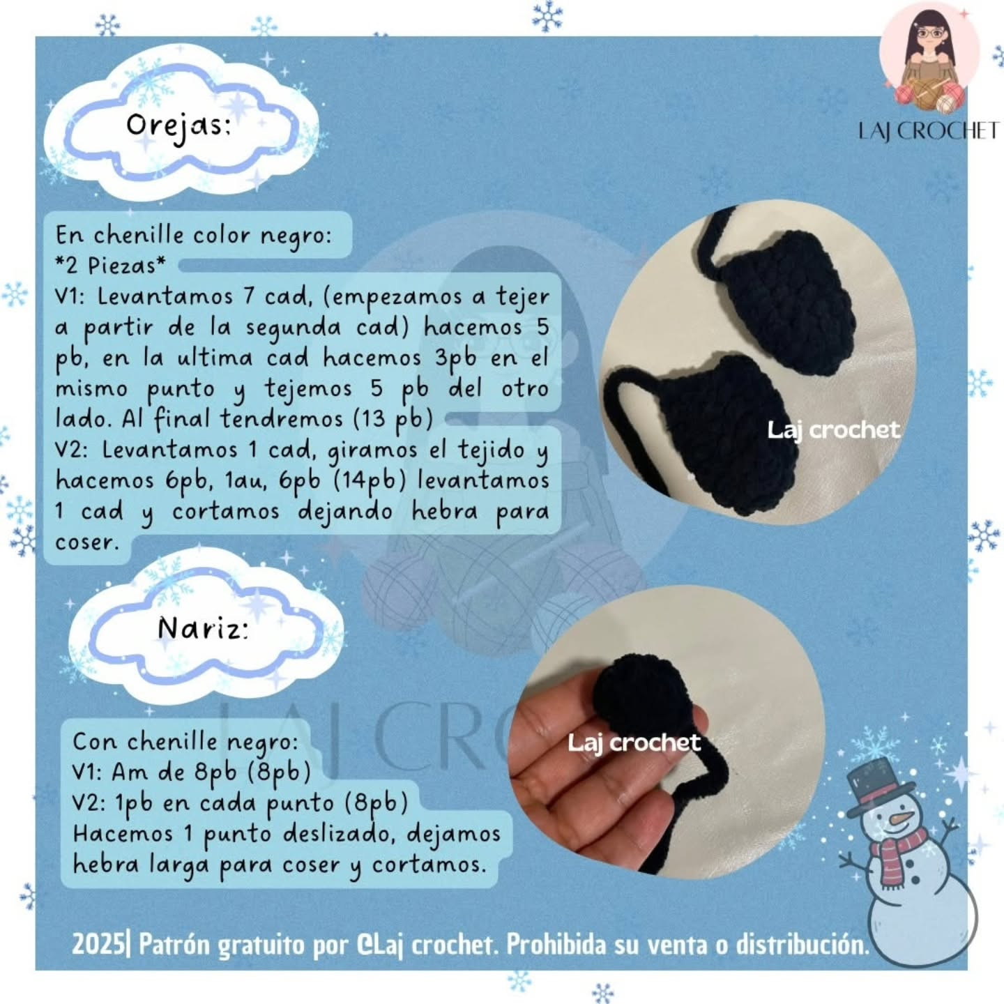 Patrón de muñeco de nieve Snoopy a crochet gratuito