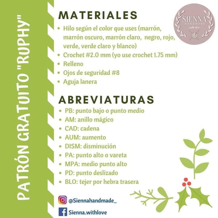 Patrón de muñeco de reno navideño en crochet gratis