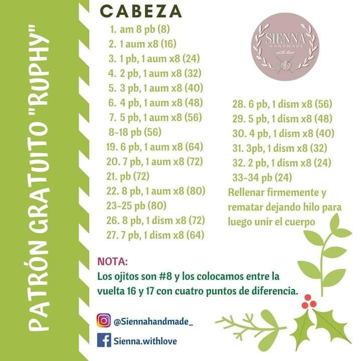 Patrón de muñeco de reno navideño en crochet gratis