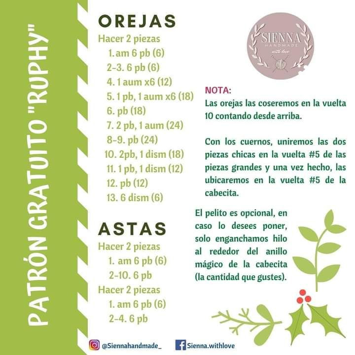 Patrón de muñeco de reno navideño en crochet gratis