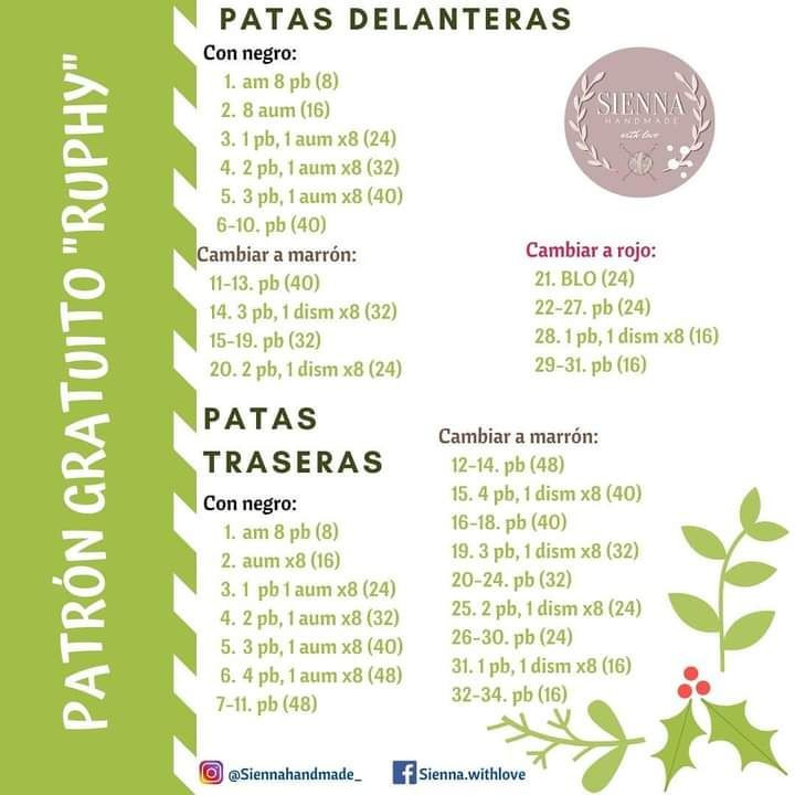 Patrón de muñeco de reno navideño en crochet gratis