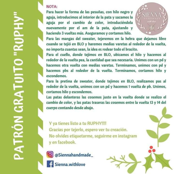 Patrón de muñeco de reno navideño en crochet gratis