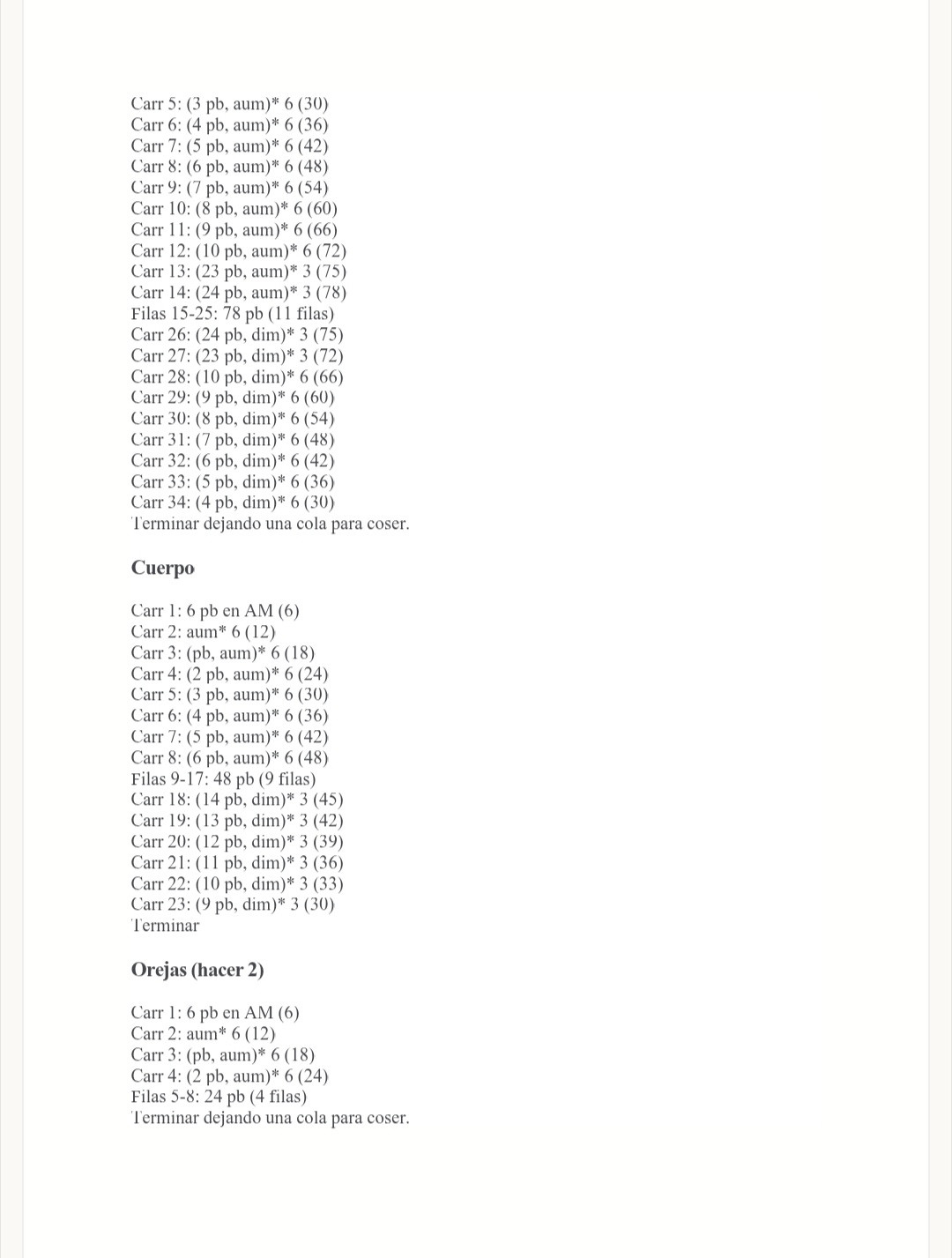 Patrón de osito de peluche amigurumi fácil y gratis en PDF