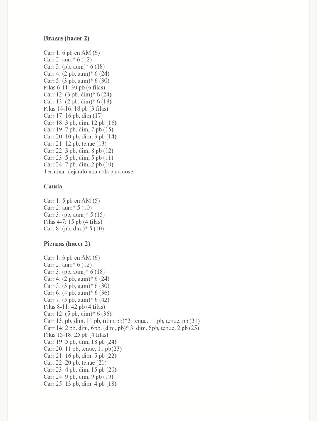 Patrón de osito de peluche amigurumi fácil y gratis en PDF