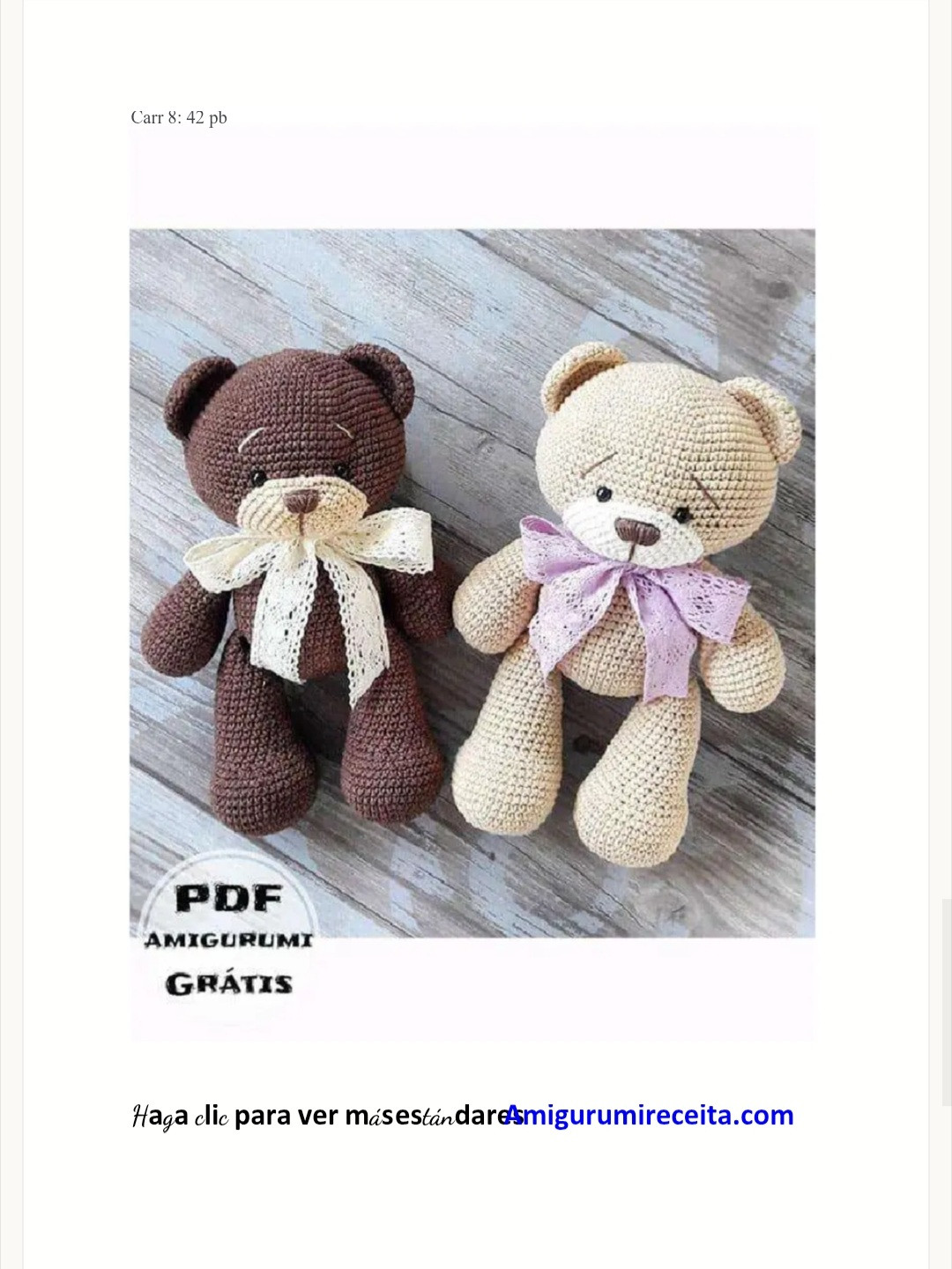 Patrón de osito de peluche amigurumi fácil y gratis en PDF
