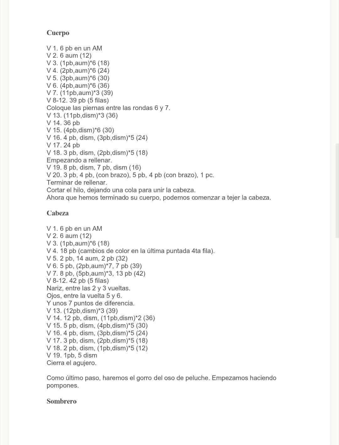 Patrón de Oso de Peluche en Pijama Gratis para Amigurumi Fácil